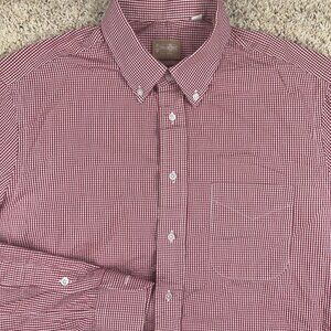 Gitman Bros. Tailored Fit Button Up Shirt Mens USA Made 16.5 40 Red White Check